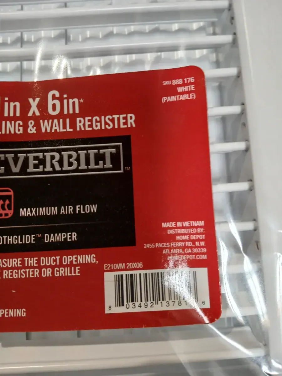 20 in. x 6 in. 1-Way Steel Adjustable Wall/Ceiling Register in White - image 4