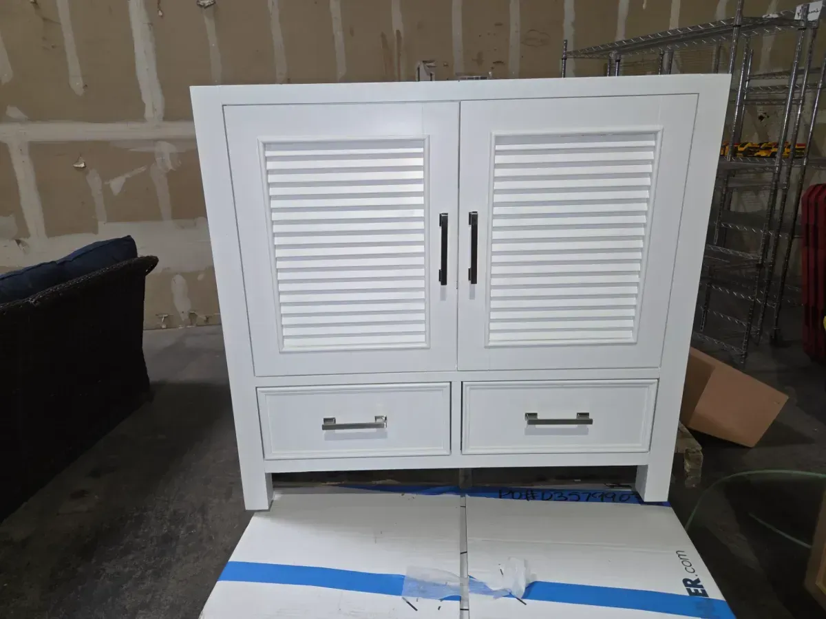 ***It doesn't come with the stopper.***Estate 35 in. W x 30 in. D Bath Vanity in White with Quartz Vanity Top in White with White Basin - image 1