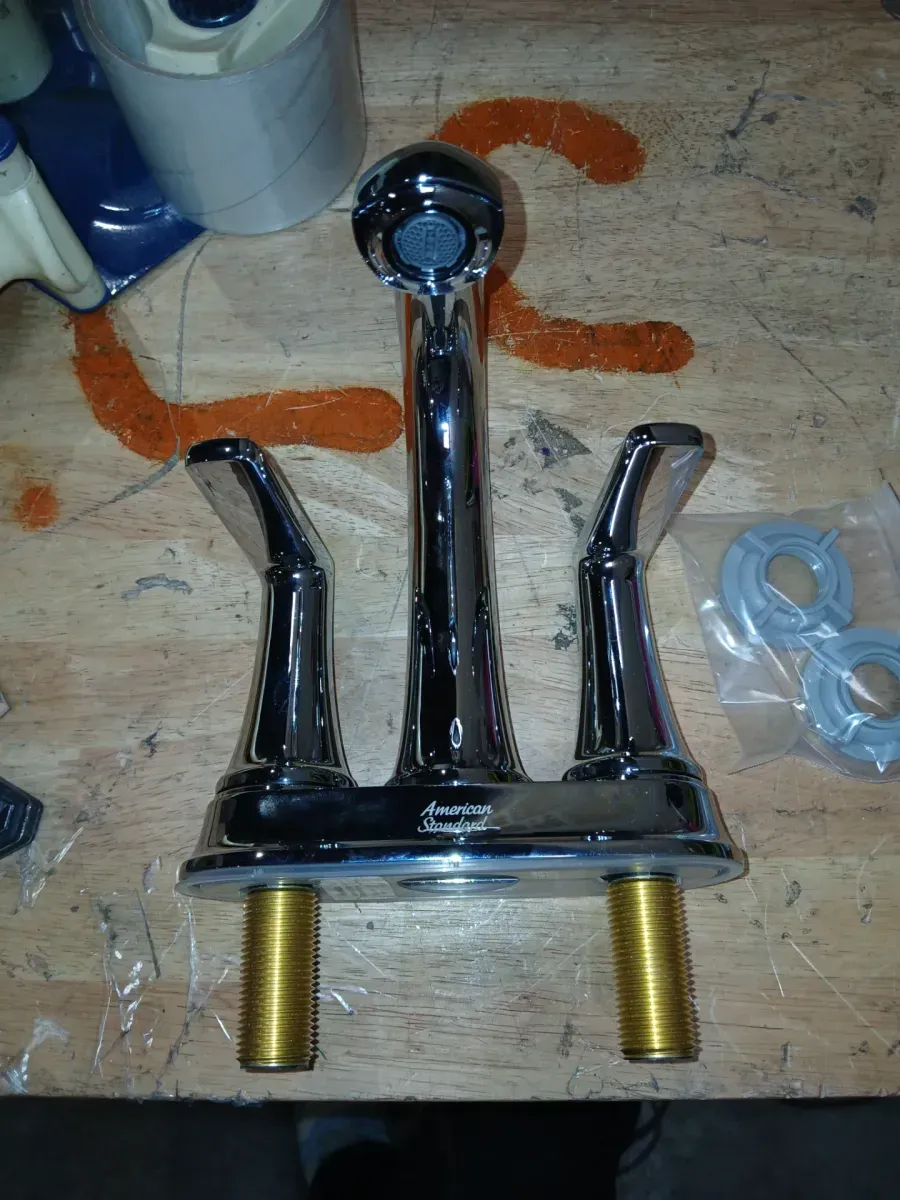 Becklow 4 in. Centerset Double Handle Bathroom Faucet with Drain Kit Included in Polished Chrome  - image 2