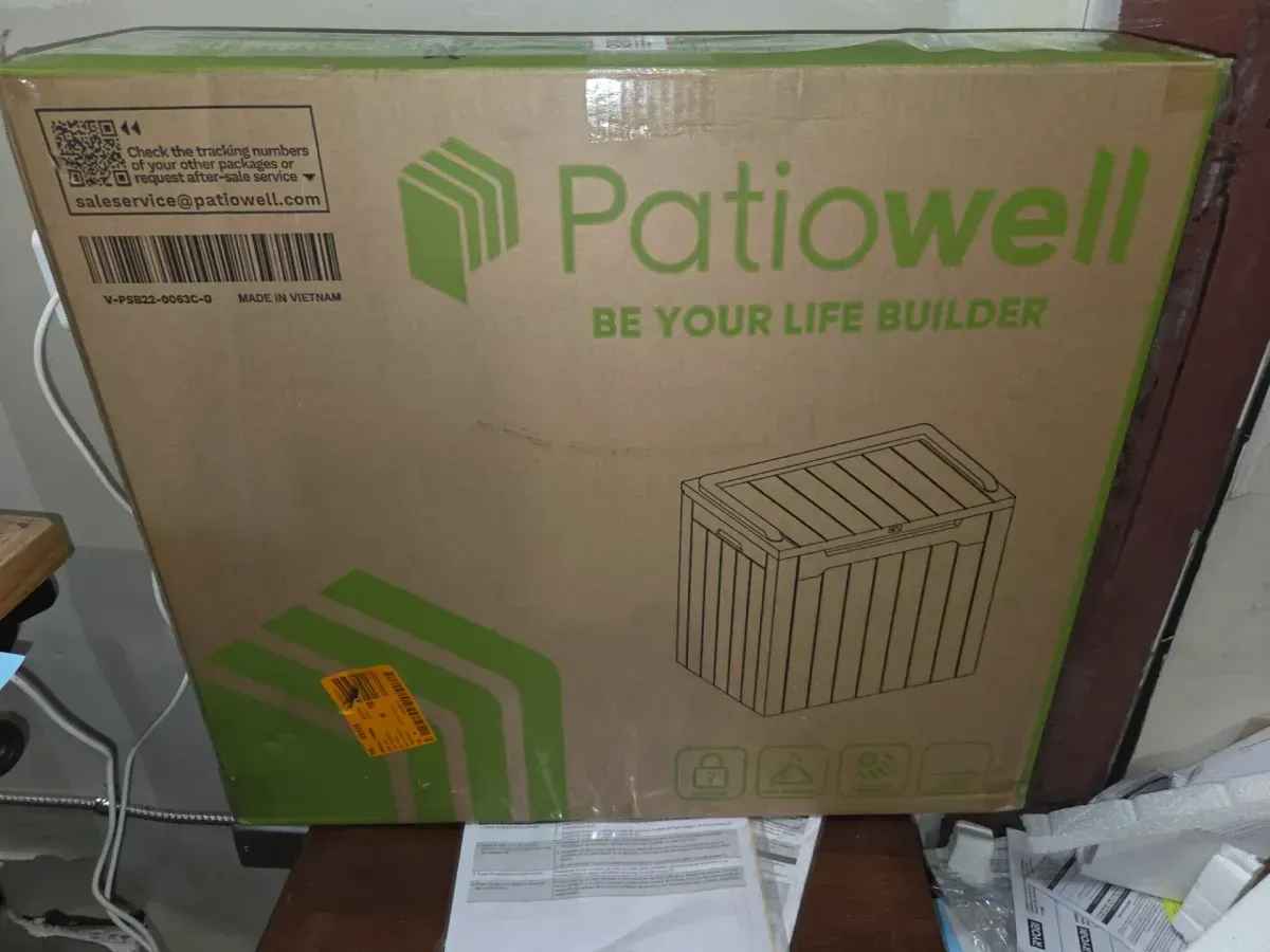 32 Gal. Wood-Grain Deck Box with Seat, Outdoor Lockable Storage Box for Patio Furniture in Black - image 5