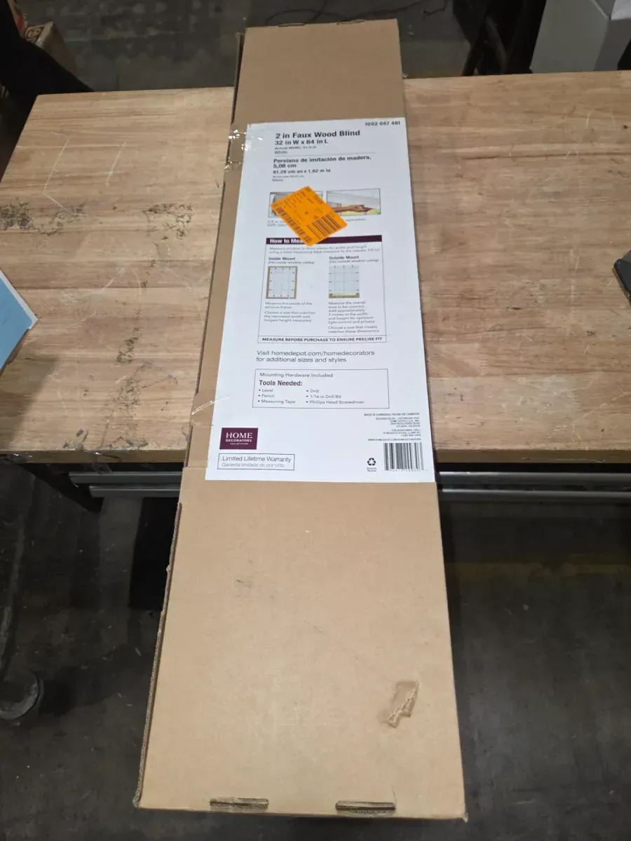 White Cordless Faux Wood Blinds for Windows with 2 in. Slats - 32 in. W x 64 in. L (Actual Size 31.5 in. W x 64 in. L) - image 5