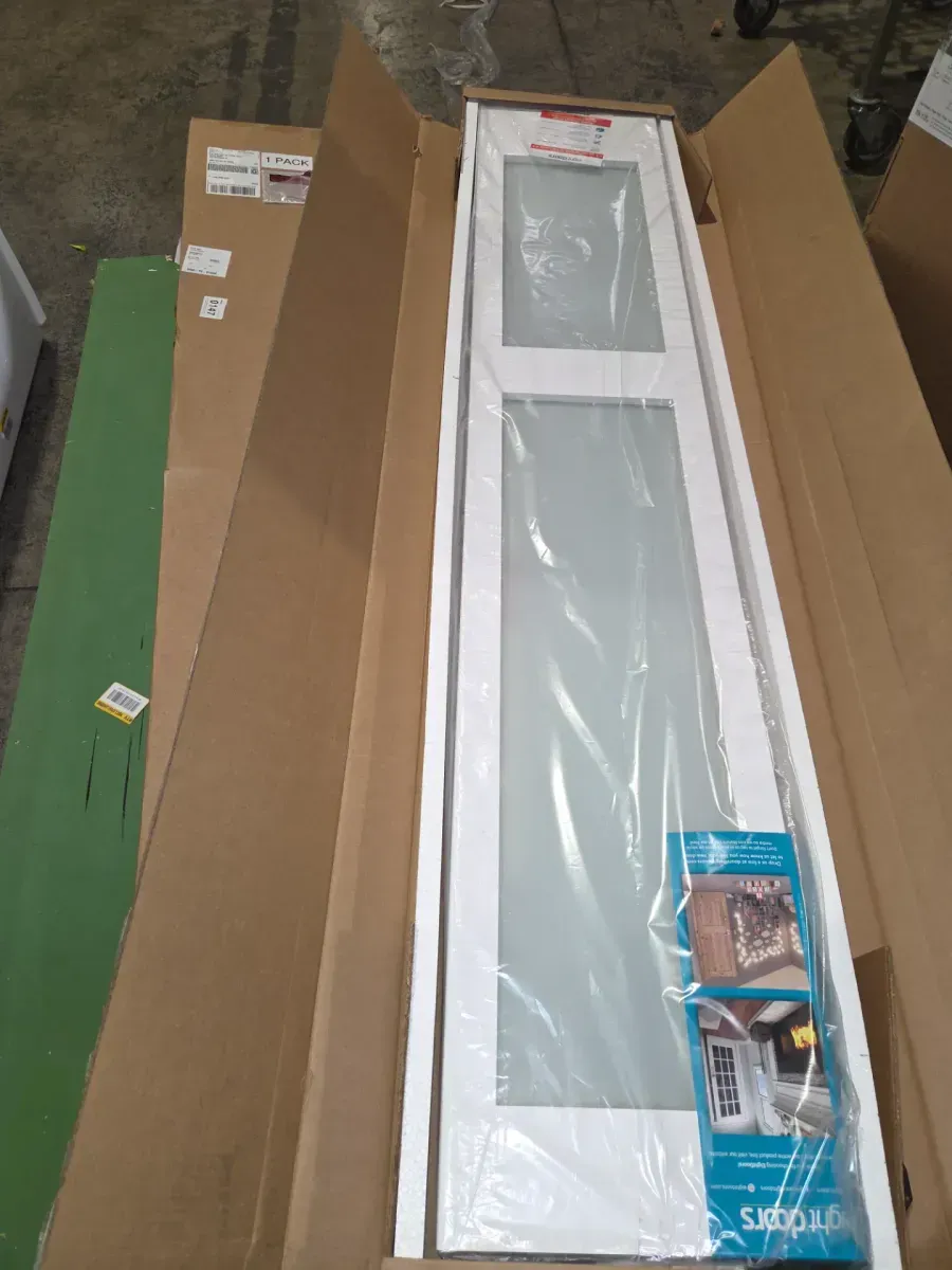 30 in. x 80 in. x 1-3/8 in. Frosted Glass 2-Lite Shaker Primed Solid Core Wood White Bi-Fold Door with Hardware Included - image 2