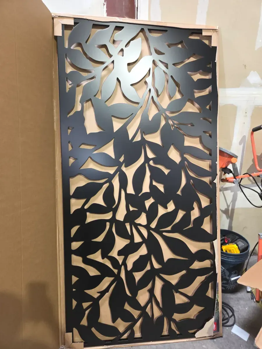 Tangle 3 ft. x 6 ft. Powder Coated Steel Decorative Screen Panel in Black with 6-Screws - image 2
