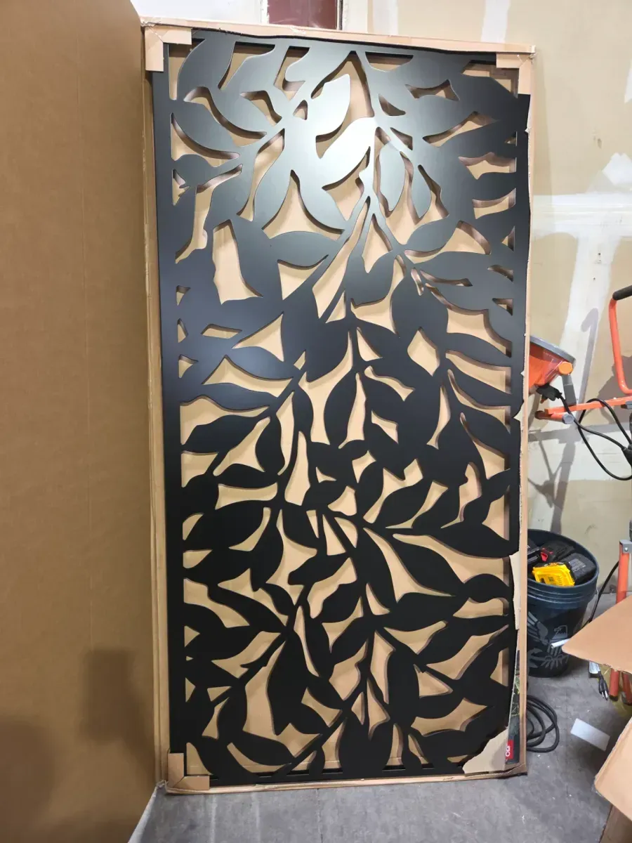 Tangle 3 ft. x 6 ft. Powder Coated Steel Decorative Screen Panel in Black with 6-Screws - image 3