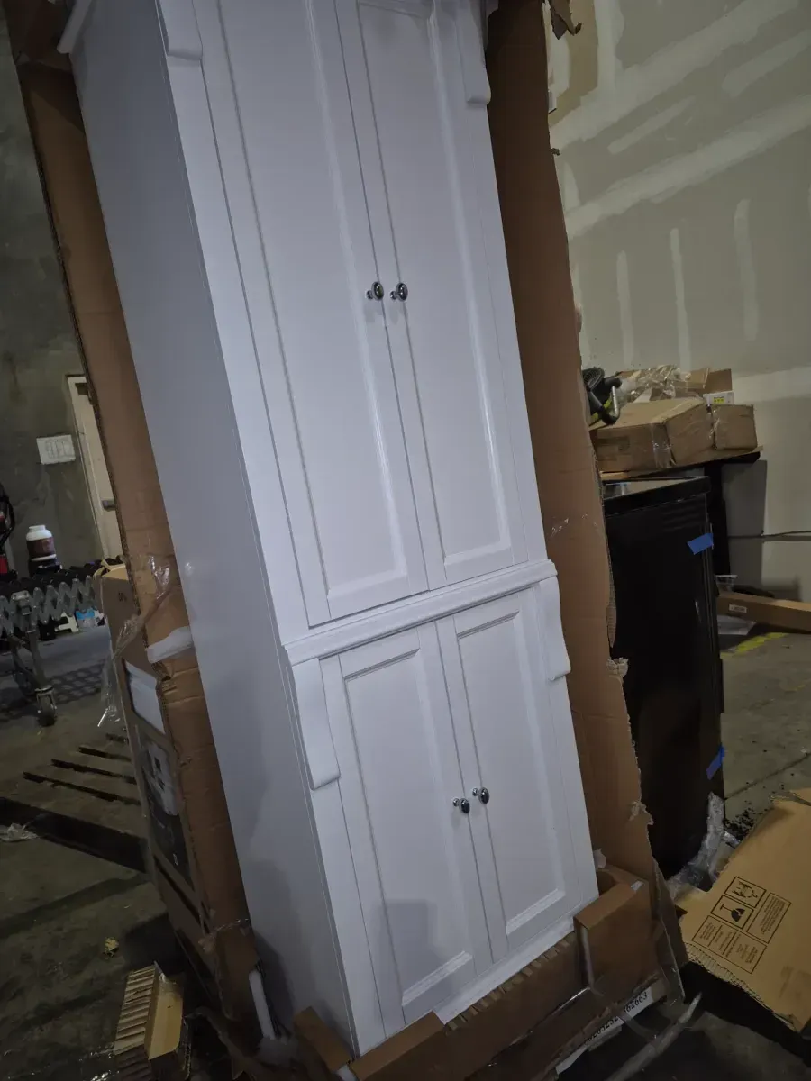 Naples 24 in. W x 17 in. D x 74 in. H White Freestanding Linen Cabinet - image 3