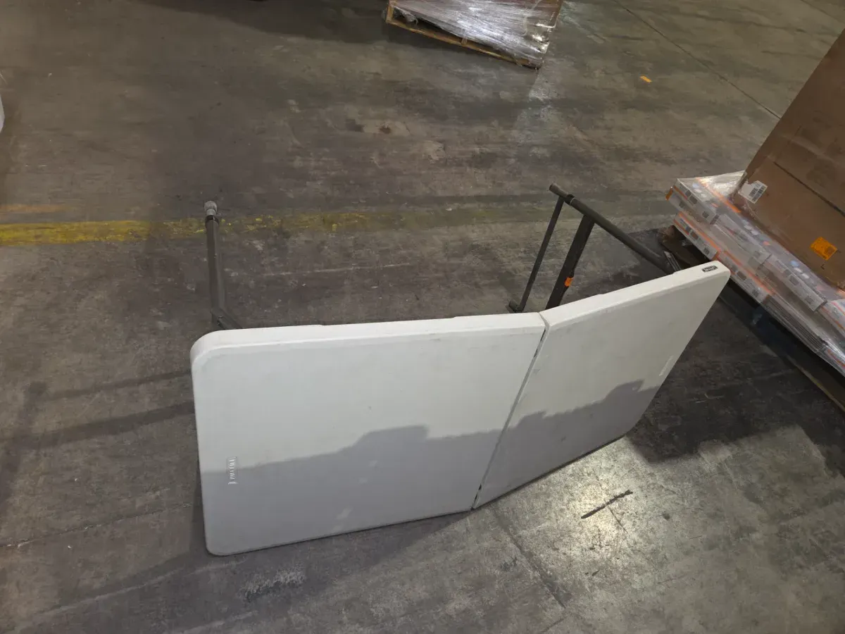 4 ft. One Hand Adjustable Height Fold-in-Half Resin Table; Almond - image 1