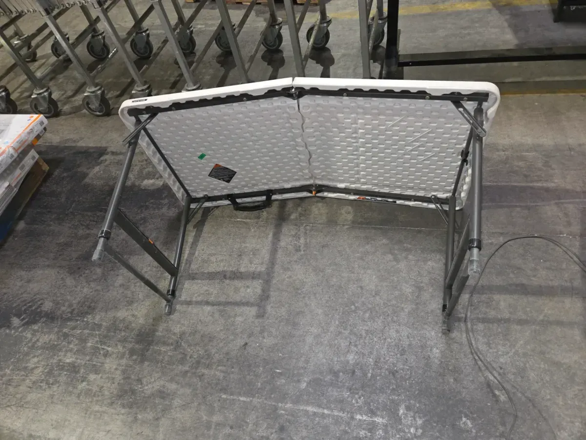 4 ft. One Hand Adjustable Height Fold-in-Half Resin Table; Almond - image 2