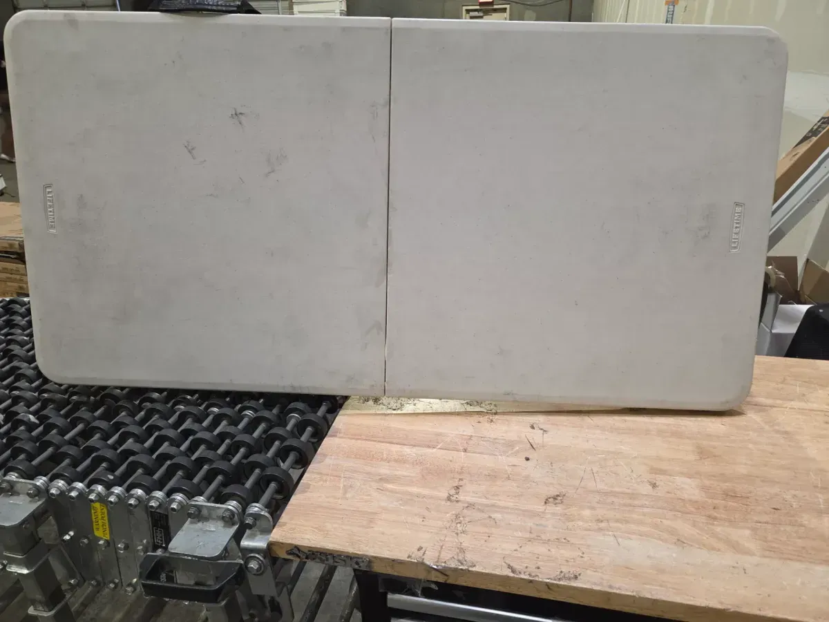 4 ft. One Hand Adjustable Height Fold-in-Half Resin Table; Almond - image 3