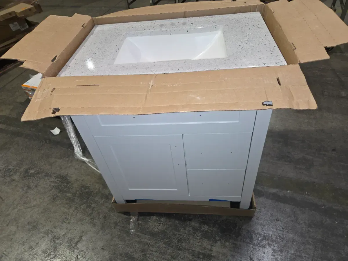 Sedgewood 30.5 in. W x 18.75 in. D x 34.375 in. H Single Sink Bath Vanity in White with Arctic Solid Surface Top - image 9