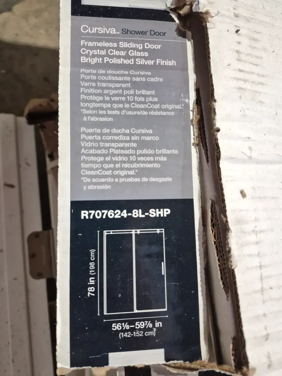 Cursiva 56-60 in. W x 78 in. H Sliding Frameless Shower Door in Bright Polished Silver with 5/16 in. Thick Clear Glass - image 2