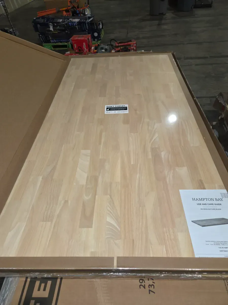 6 ft. L x 39 in. D Unfinished Hevea Butcher Block Countertop Island with Standard Edge - image 2