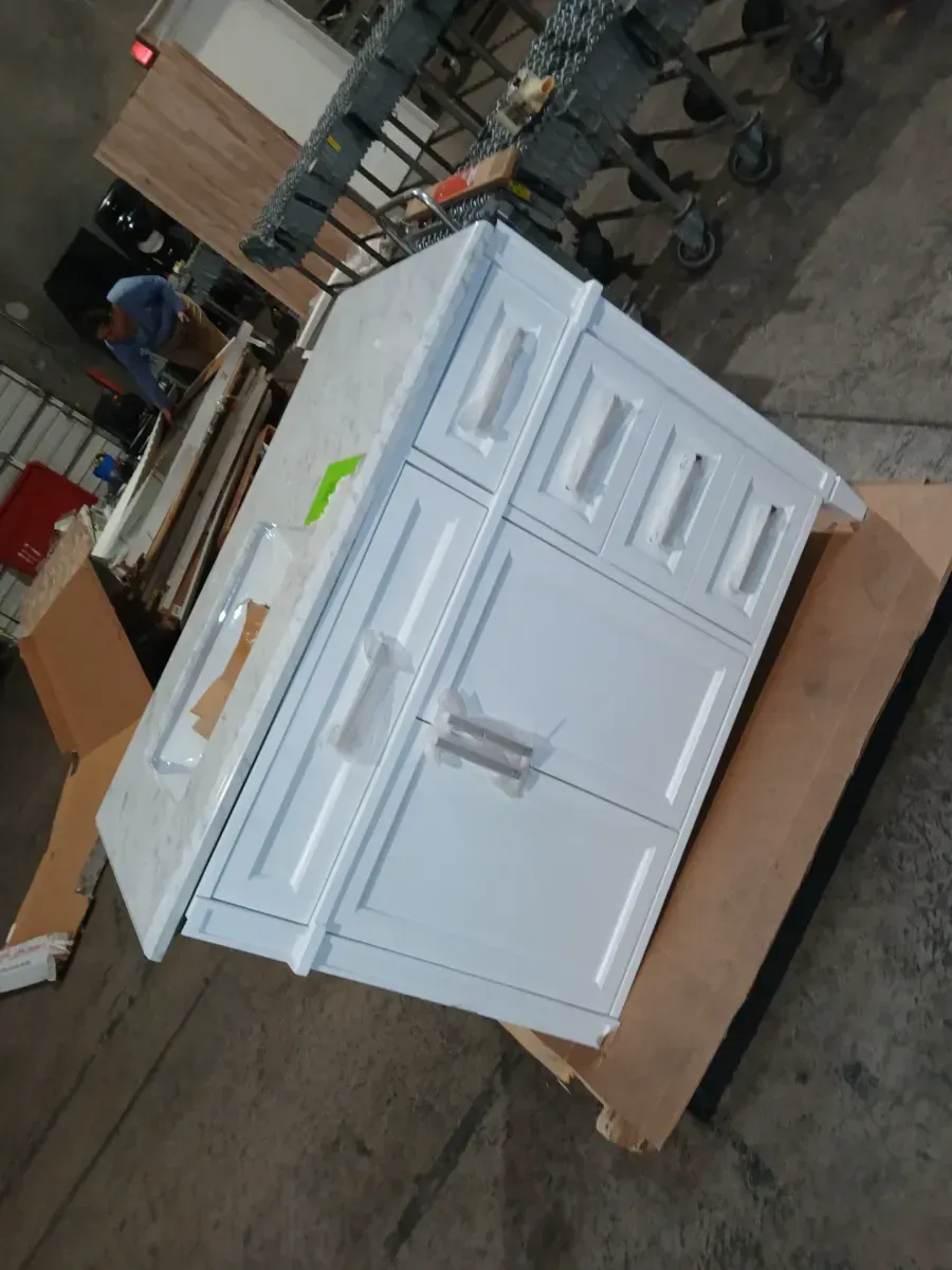 Caville 42 in. Single Sink Freestanding White Bath Vanity with Carrara Marble Top (Assembled) - image 5