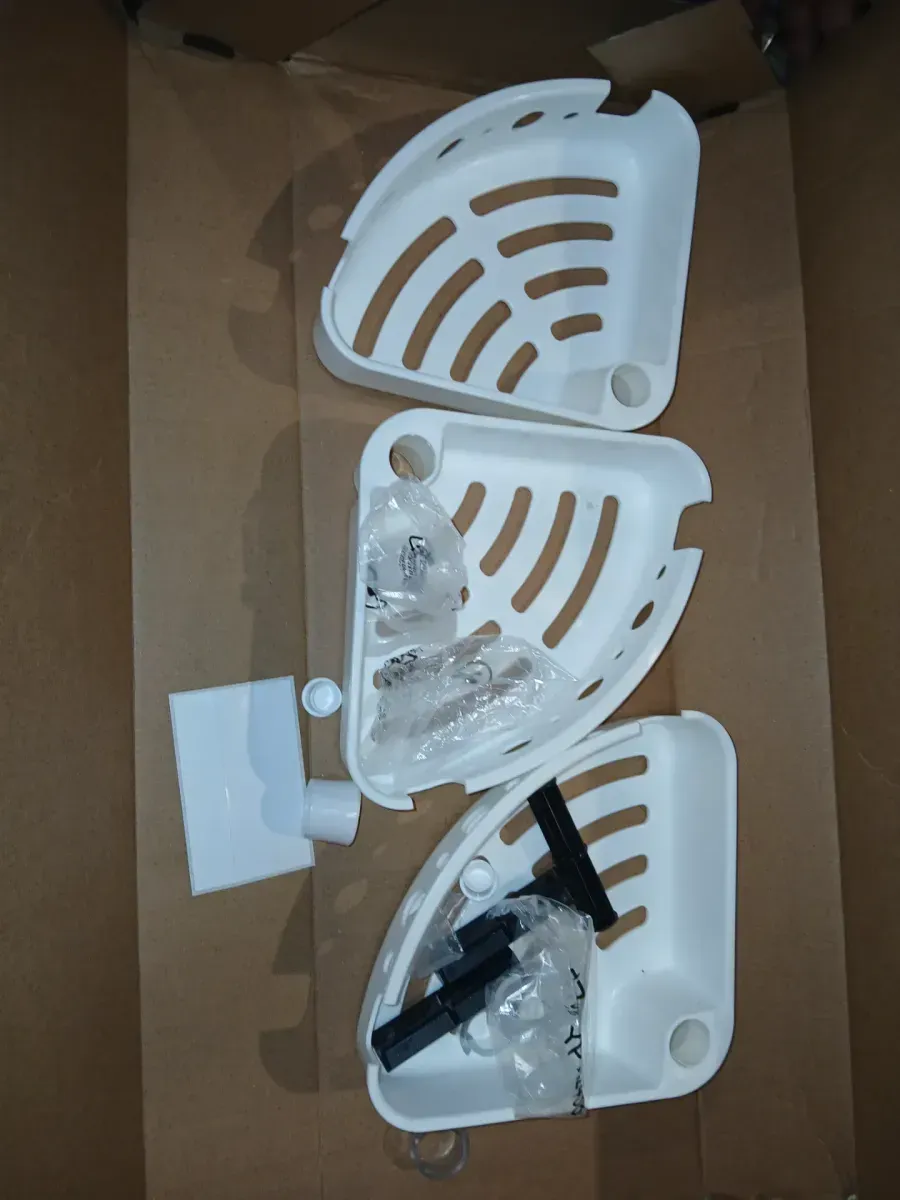 3-Tier Tension Corner Pole Shower Caddy in White - image 3