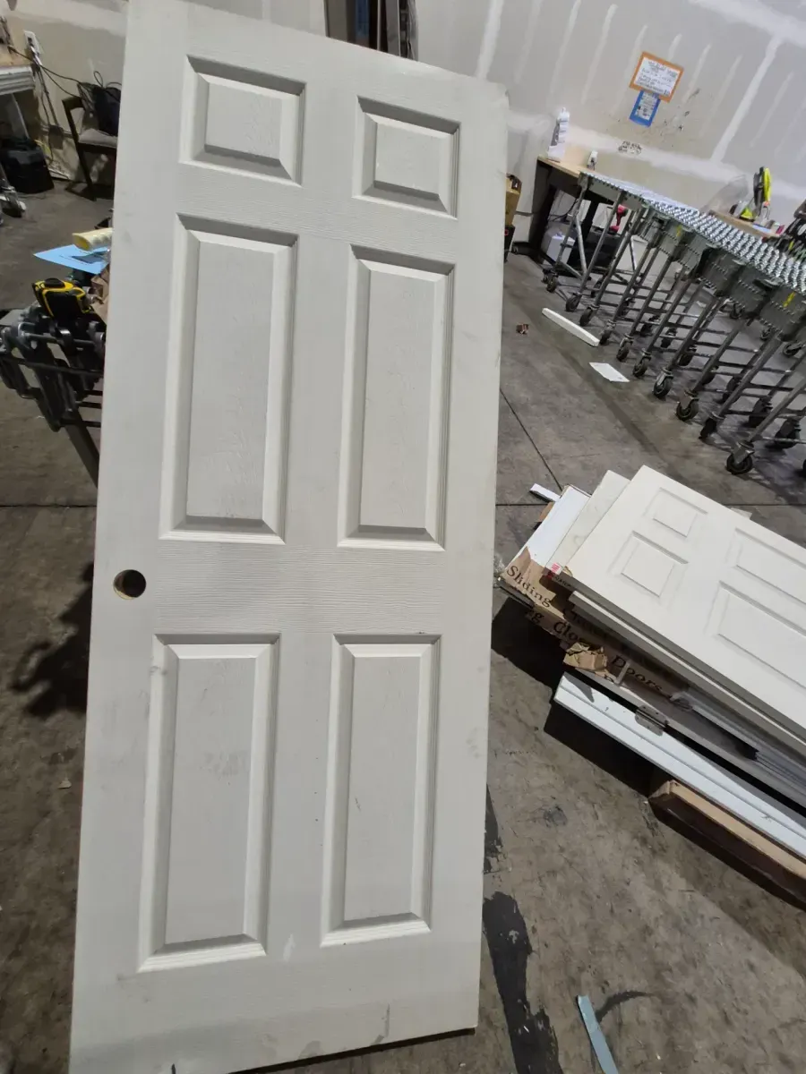 28 in. x 78 in. Textured 6-Panel Hollow Core Primed Composite Interior Door Slab - image 2