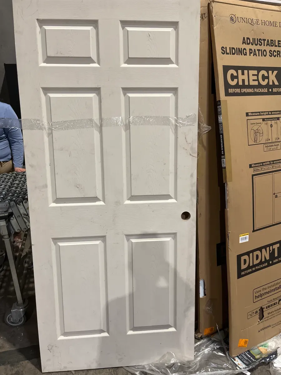 Masonite Textured 6-Panel Hollow Core Primed Composite Interior Door Slab with Bore - image 1