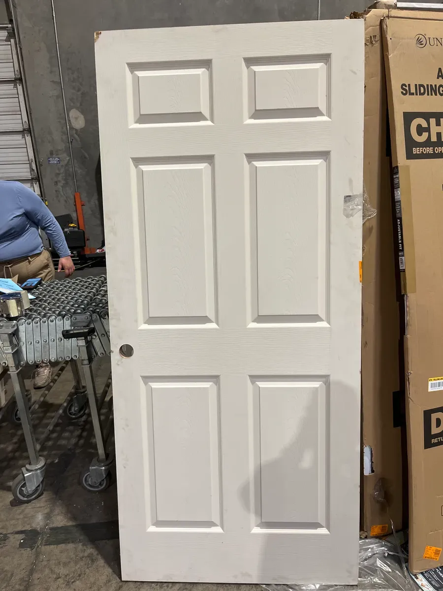 Masonite Textured 6-Panel Hollow Core Primed Composite Interior Door Slab with Bore - image 2