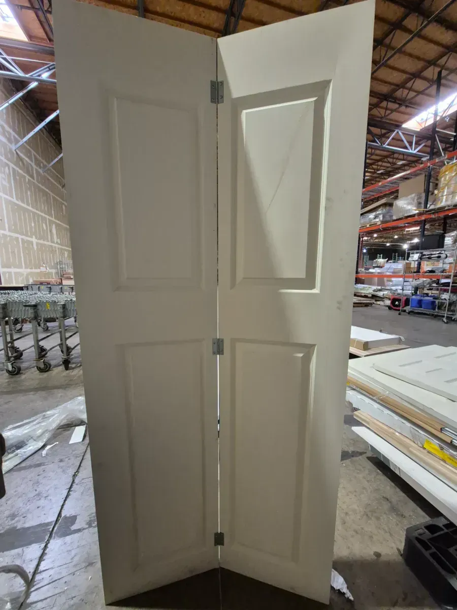  Masonite 35.5 in. x 79 in. 2 Panel Square Top Hollow-Core Primed White Composite Bi-fold Door - image 1