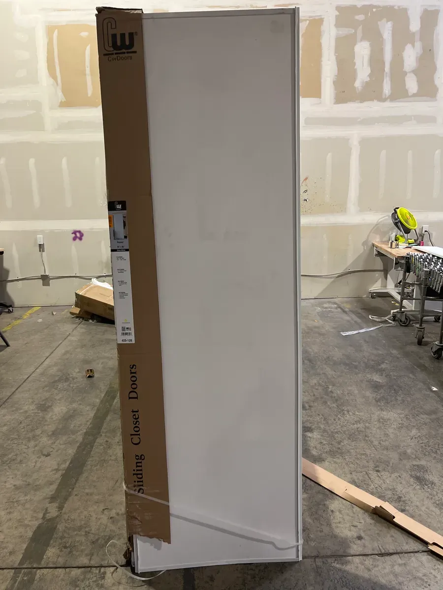 96 in. x 96 in. Concord White Aluminum Frame Mirrored Interior Sliding Closet Door - image 2