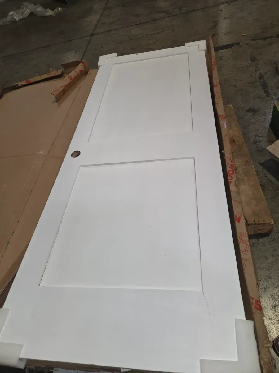 32 in. x 80 in. Shaker Unfinished 2-Panel Solid Core Primed Pine Wood Reversible Single Prehung Interior Door - image 4