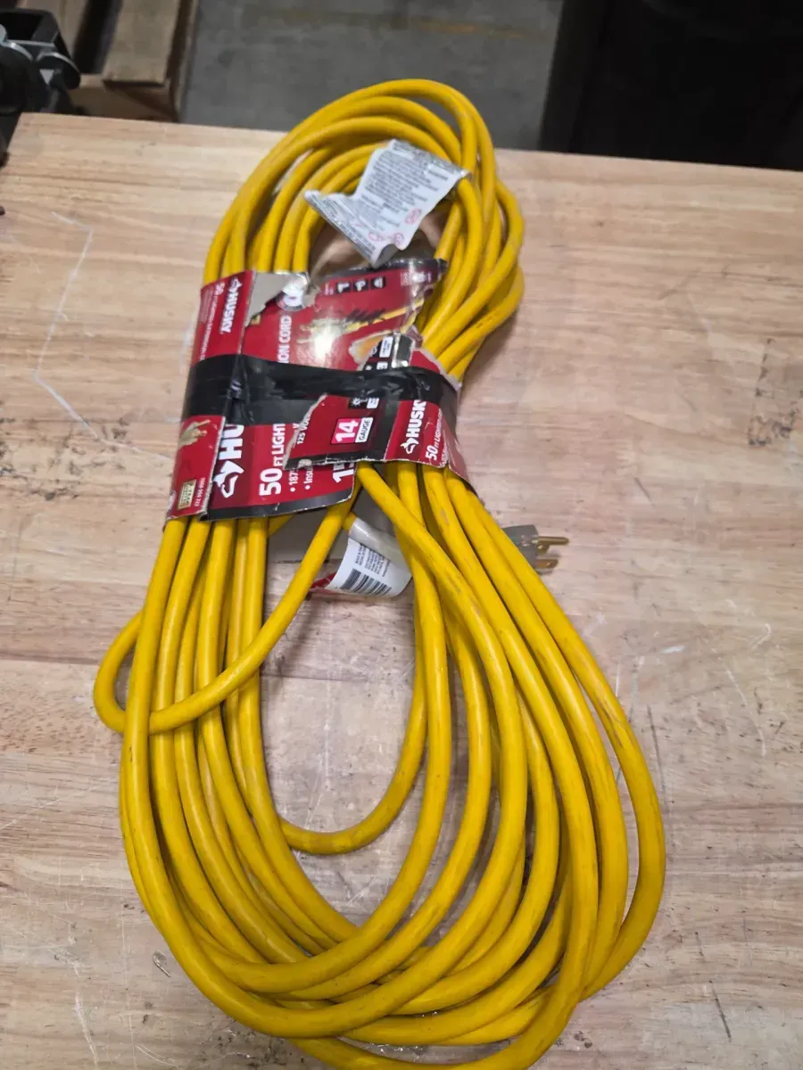 50 ft. 14/3 Medium Duty Indoor/Outdoor Extension Cord with Multiple Outlet Triple Tap Lighted End, Yellow - image 2