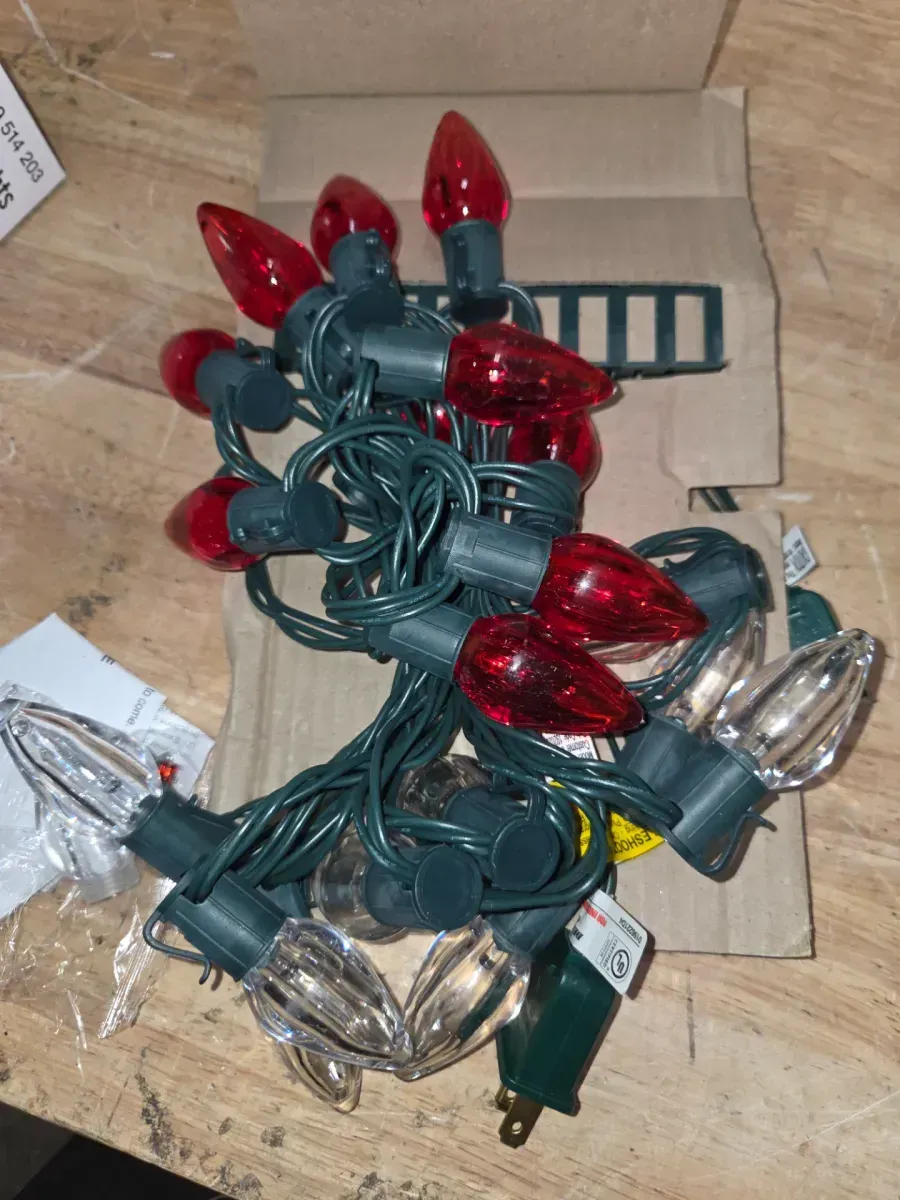 Home Holiday Accent 24L Red and Warm White Smooth C9 Steady Lit LED Lights Home Accents Holiday - image 2