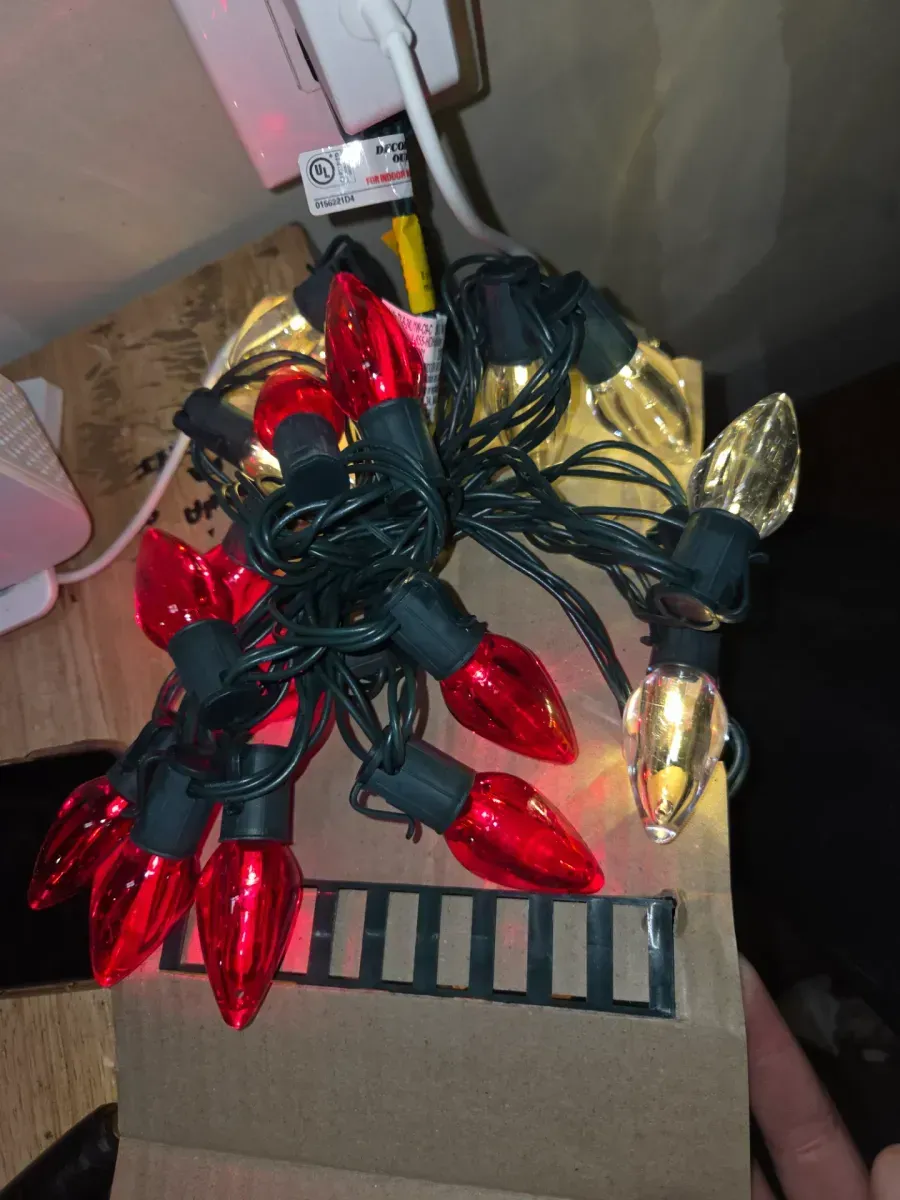 Home Holiday Accent 24L Red and Warm White Smooth C9 Steady Lit LED Lights Home Accents Holiday - image 4