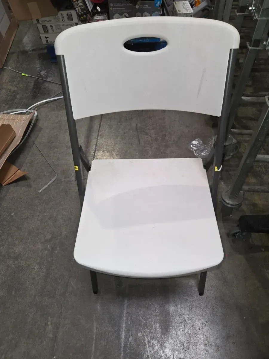 Metal Frame Almond Resin Seat Folding Office Chair (Set of 1) - image 1