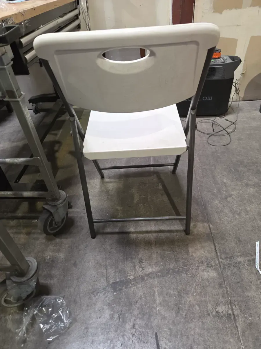 Metal Frame Almond Resin Seat Folding Office Chair (Set of 1) - image 2