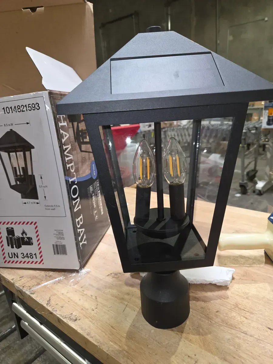 ***It's missing the base.***14in. H Black Outdoor Solar Post Light with Wall Sconce and Pier Base Mount - image 1