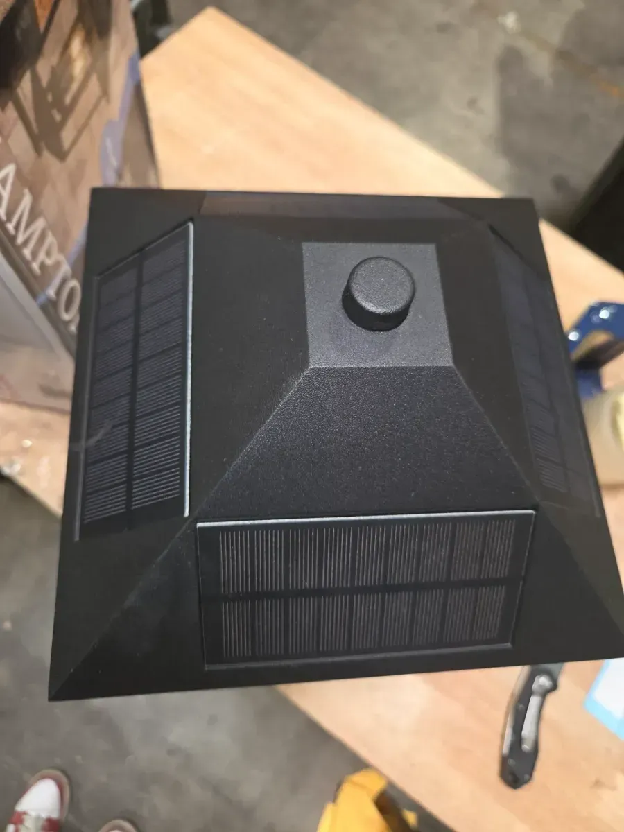 ***It's missing the base.***14in. H Black Outdoor Solar Post Light with Wall Sconce and Pier Base Mount - image 2