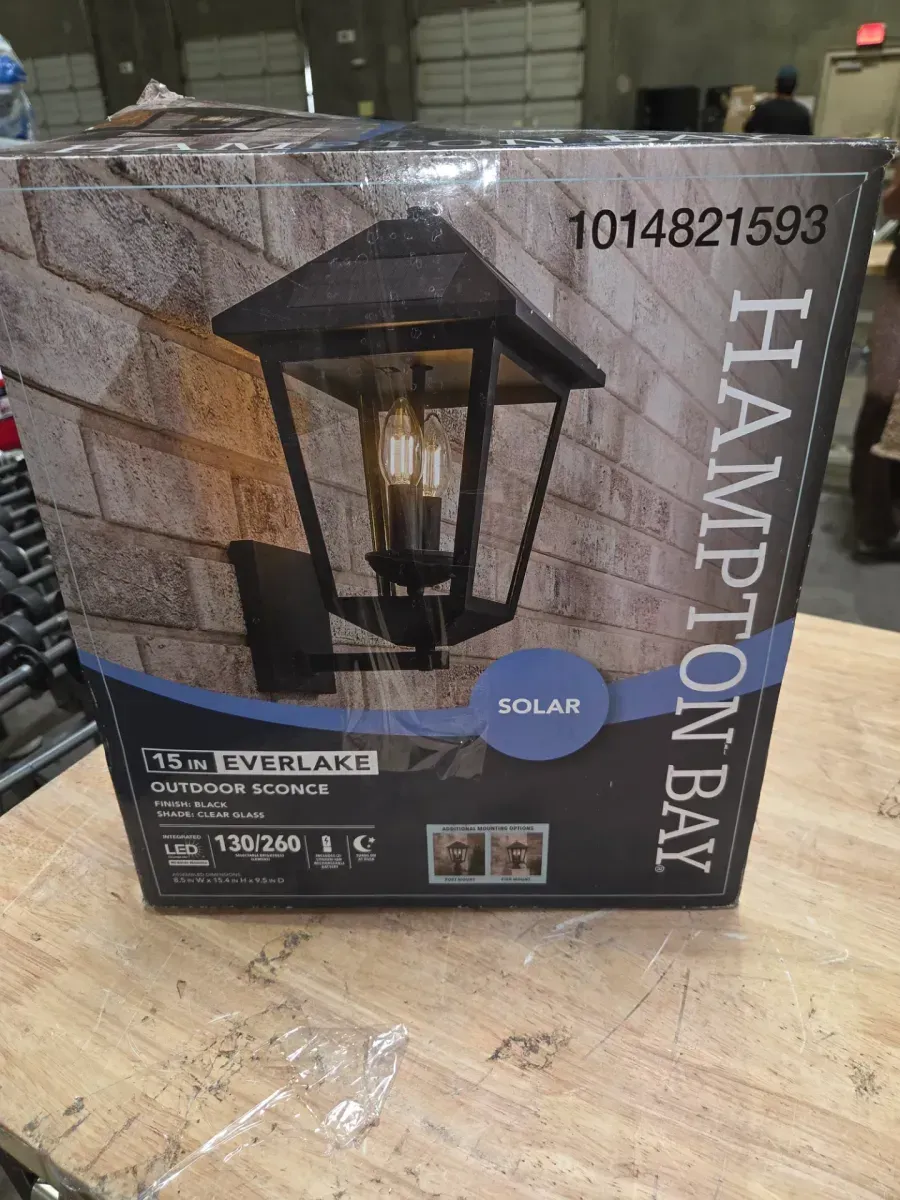 ***It's missing the base.***14in. H Black Outdoor Solar Post Light with Wall Sconce and Pier Base Mount - image 5