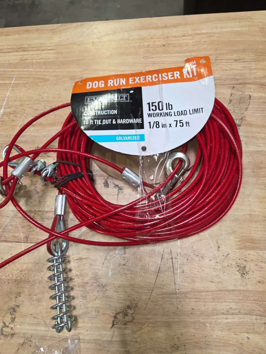 1/8 in. x 75 ft. Galvanized Dog Run Cable Exerciser Kit - image 2