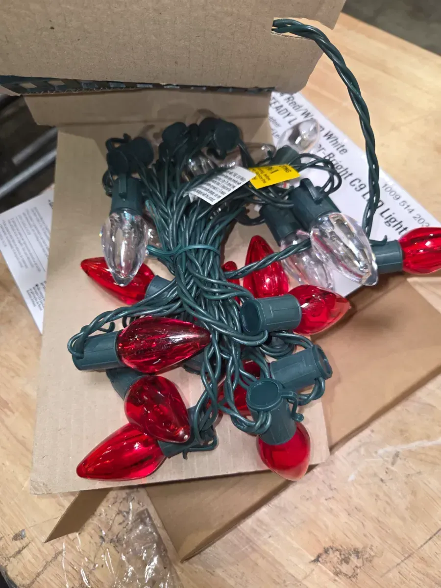 Home Holiday Accent 24L Red and Warm White Smooth C9 Steady Lit LED Lights Home Accents Holiday - image 2