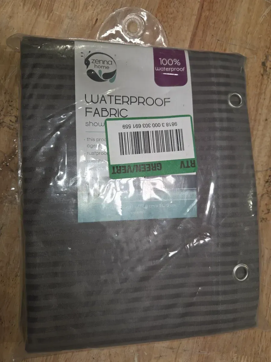 72 in. L x 70 in. W 100% Waterproof Striped Fabric Shower Curtain Liner in Grey - image 2