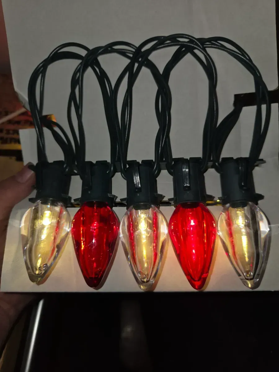 Home Holiday Accent 24L Red and Warm White Smooth C9 Steady Lit LED Lights Home Accents Holiday - image 3