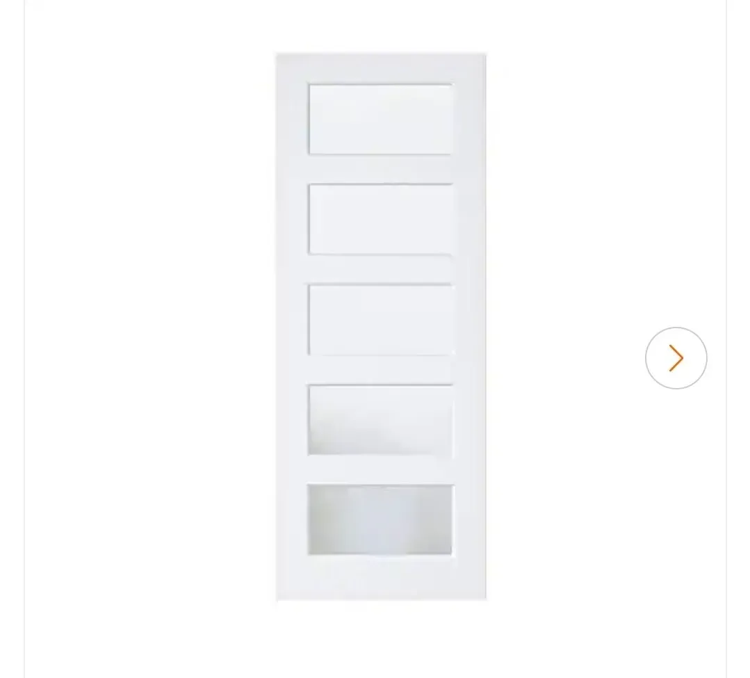 30 in. x 80 in. Solid Core 5-Lite Tempered Frosted Glass White Primed MDF Interior Door Slab - image 1