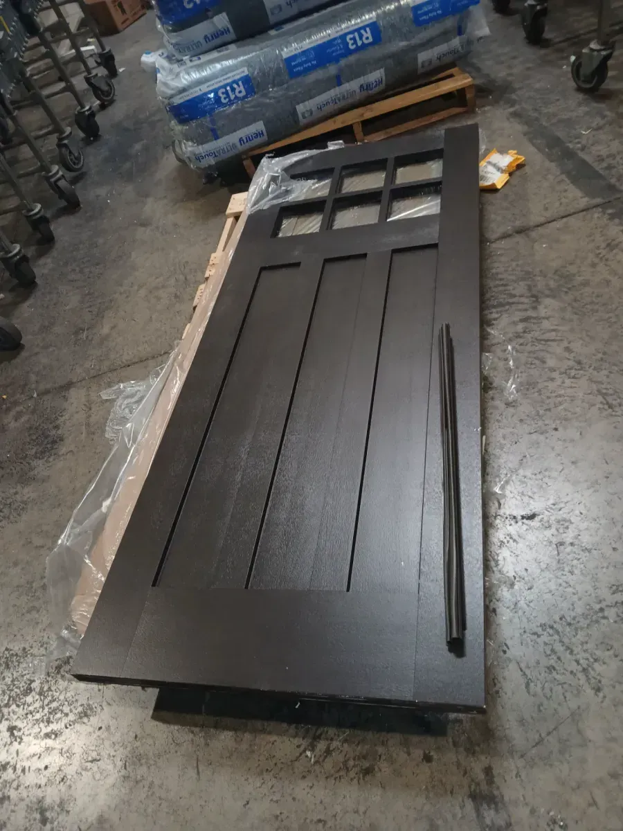 Regency 32 in. x 80 in. Universal Handing 6-Lite Top Lite Clear Glass Hickory Stain Mahogany Fiberglass Front Door Slab - image 3