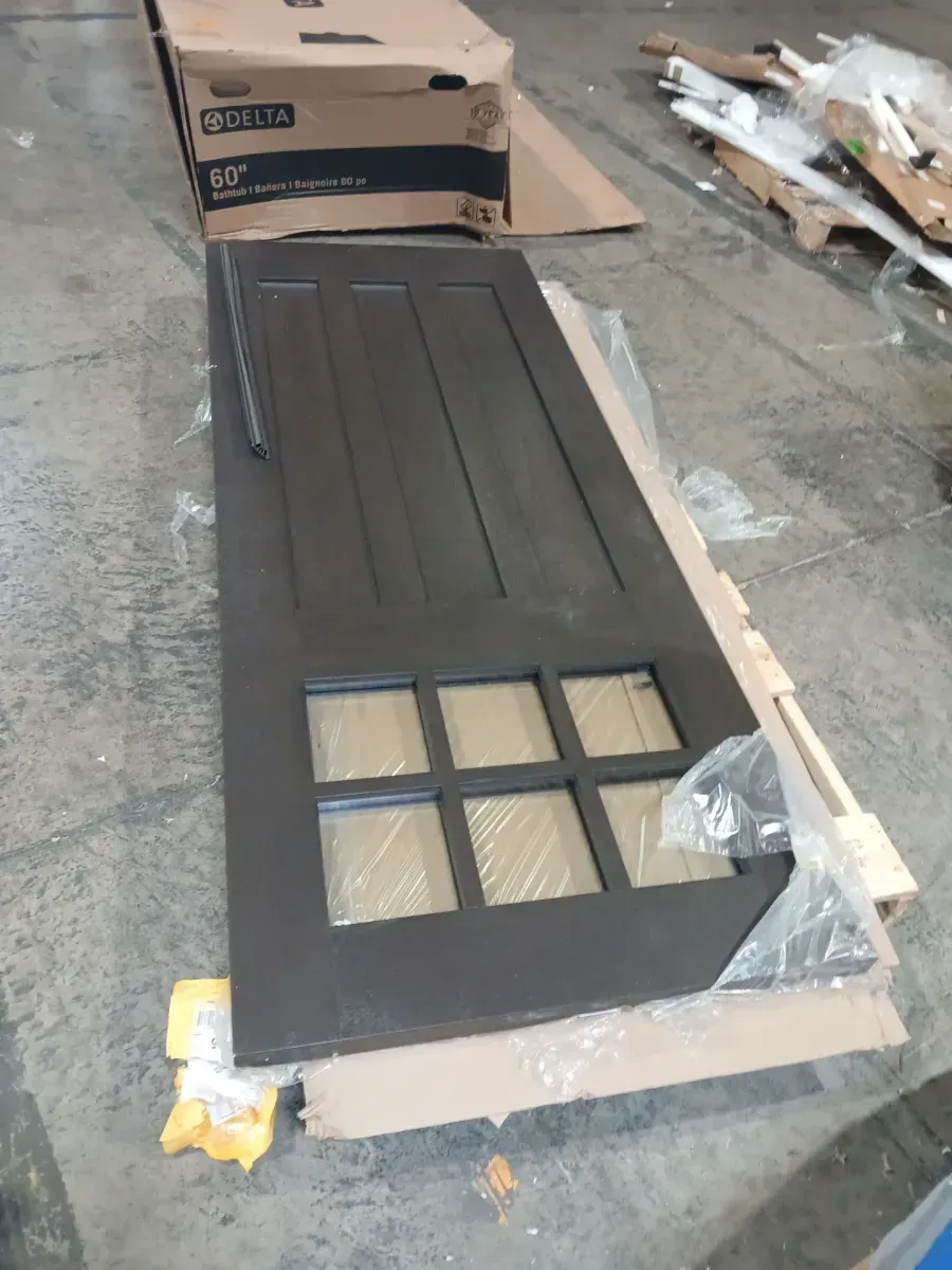 Regency 32 in. x 80 in. Universal Handing 6-Lite Top Lite Clear Glass Hickory Stain Mahogany Fiberglass Front Door Slab - image 4