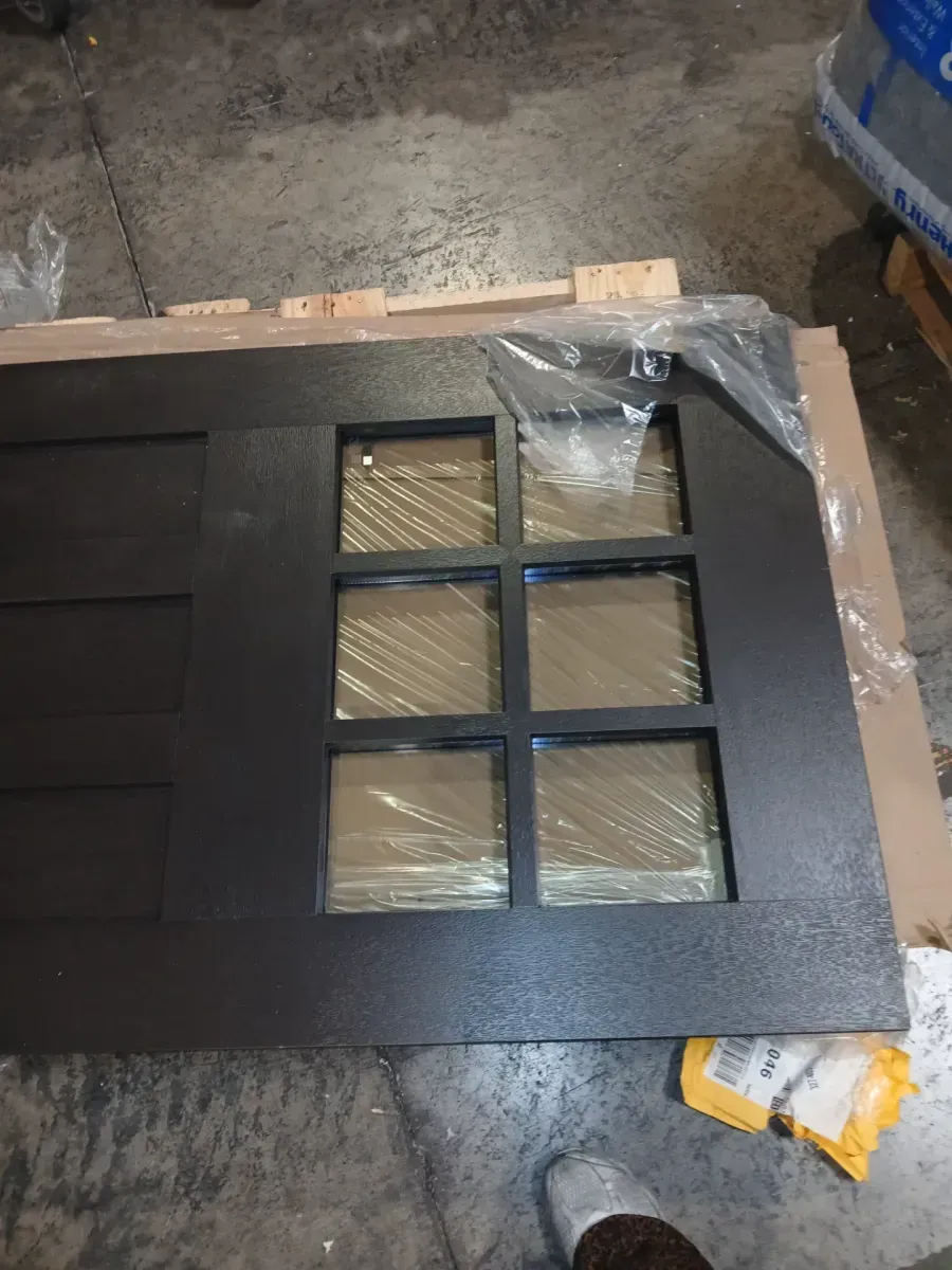 Regency 32 in. x 80 in. Universal Handing 6-Lite Top Lite Clear Glass Hickory Stain Mahogany Fiberglass Front Door Slab - image 5