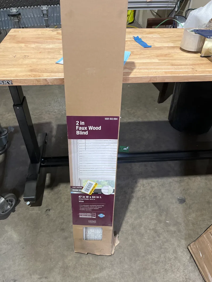 White Cordless Faux Wood Blinds for Windows with 2 in. Slats - 47 in. W x 64 in. L (Actual Size 46.5 in. W x 64 in. L) - image 2