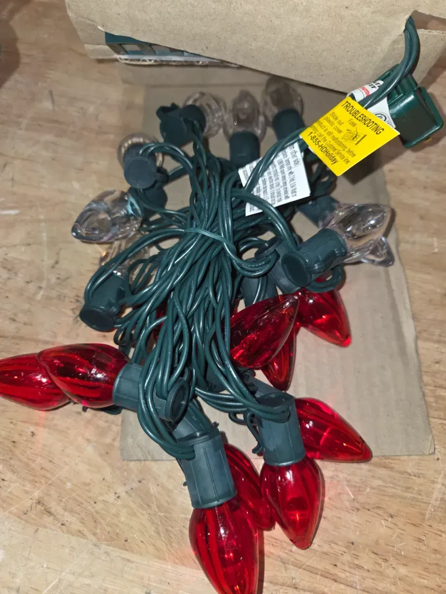 Home Holiday Accent 24L Red and Warm White Smooth C9 Steady Lit LED Lights Home Accents Holiday - image 2