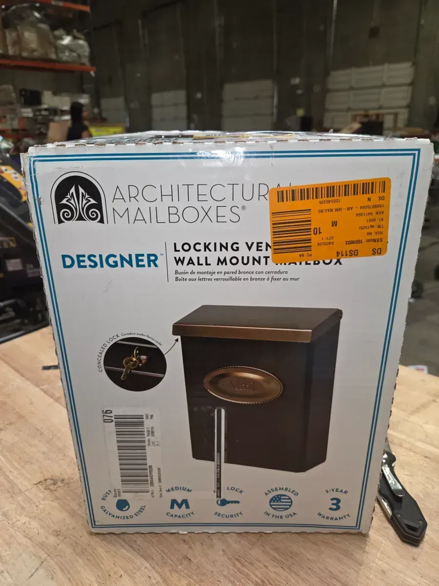 Designer Venetian Bronze with Brushed Brass, Medium, Steel, Locking, Wall Mount Mailbox - image 7