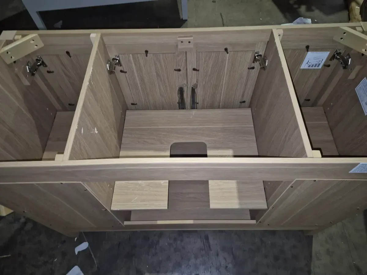 *** It does not include the sink—it is just the cabinet.*** .Cargrove 48 in. Single Sink Oak Bath Vanity with White Resin Composite Top (Assembled) - image 4