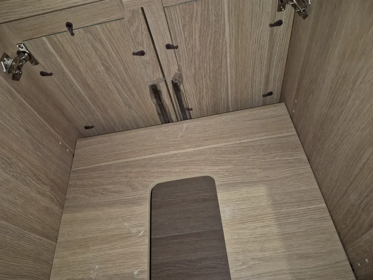 *** It does not include the sink—it is just the cabinet.*** .Cargrove 48 in. Single Sink Oak Bath Vanity with White Resin Composite Top (Assembled) - image 5