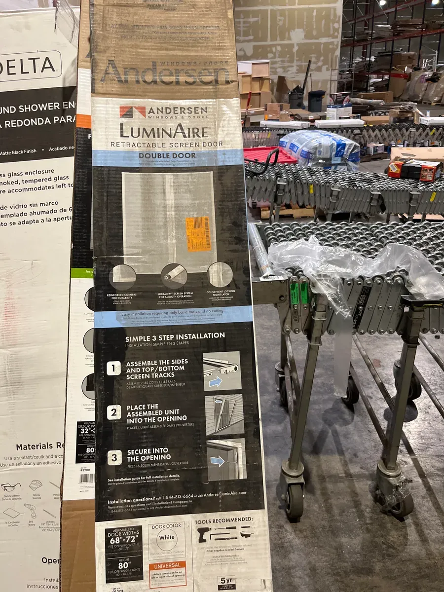 72 in. x 80 in. LuminAire White for Double Entry Door 68 in.-72 in. Universal Handed Aluminum Retractable Screen Door - image 2