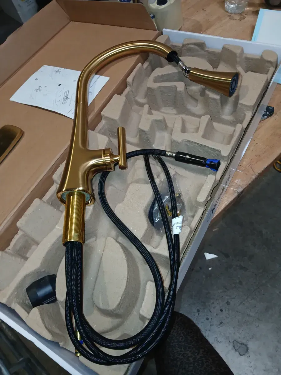 Conti Single Handle Pull Down Sprayer Kitchen Faucet in Vibrant Brushed Moderne Brass - image 2