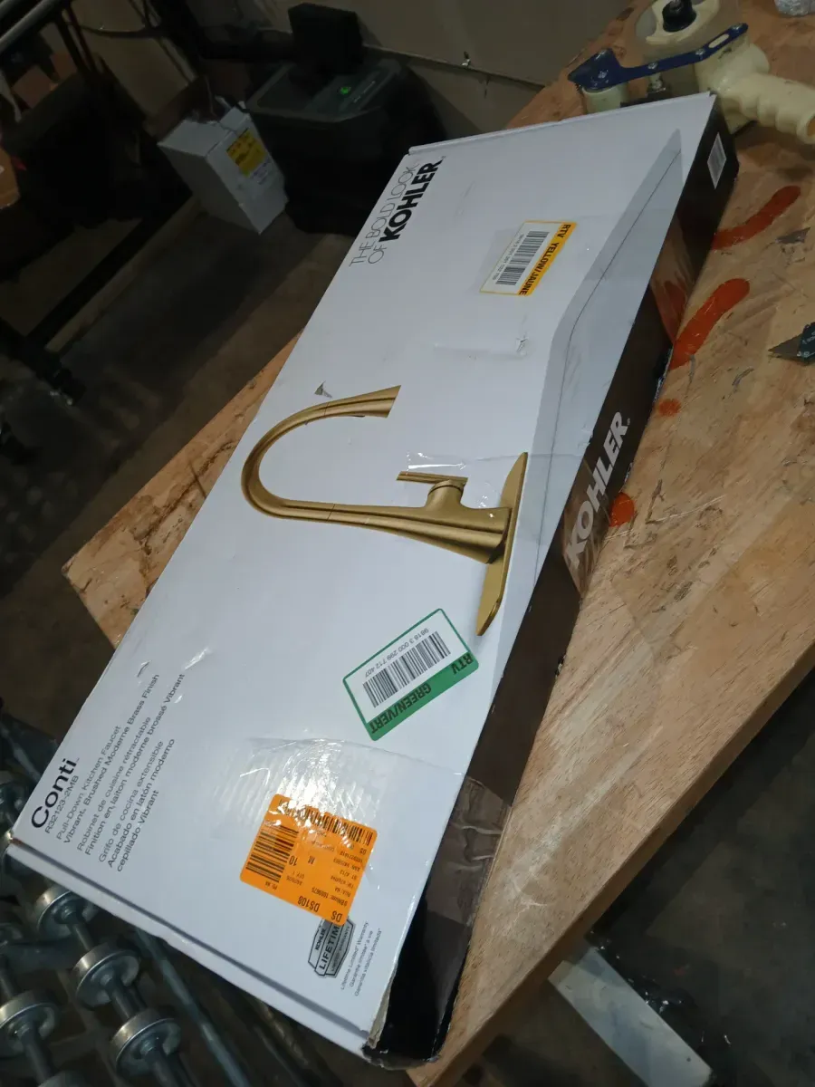 Conti Single Handle Pull Down Sprayer Kitchen Faucet in Vibrant Brushed Moderne Brass - image 5