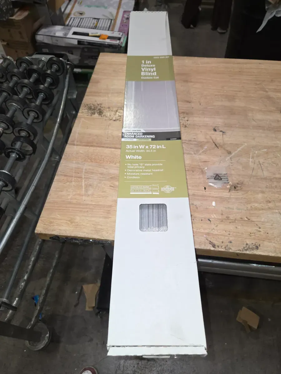 *** pack of 4***Cut-to-Width White Cordless 1 in. Blackout Vinyl Mini Blind - 35 in. W x 72 in. L - image 4