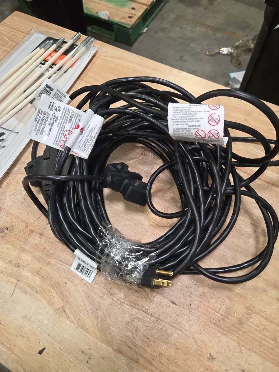 50 ft. 16/3 Light Duty Indoor/Outdoor Extension Cord with Multiple Outlet Triple Tap End, Black - image 1