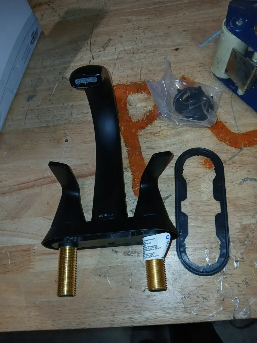 Cursiva 4 in. Centerset Double Handle Bathroom Faucet in Matte Black - image 2